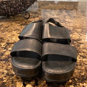 Black wedge sandals